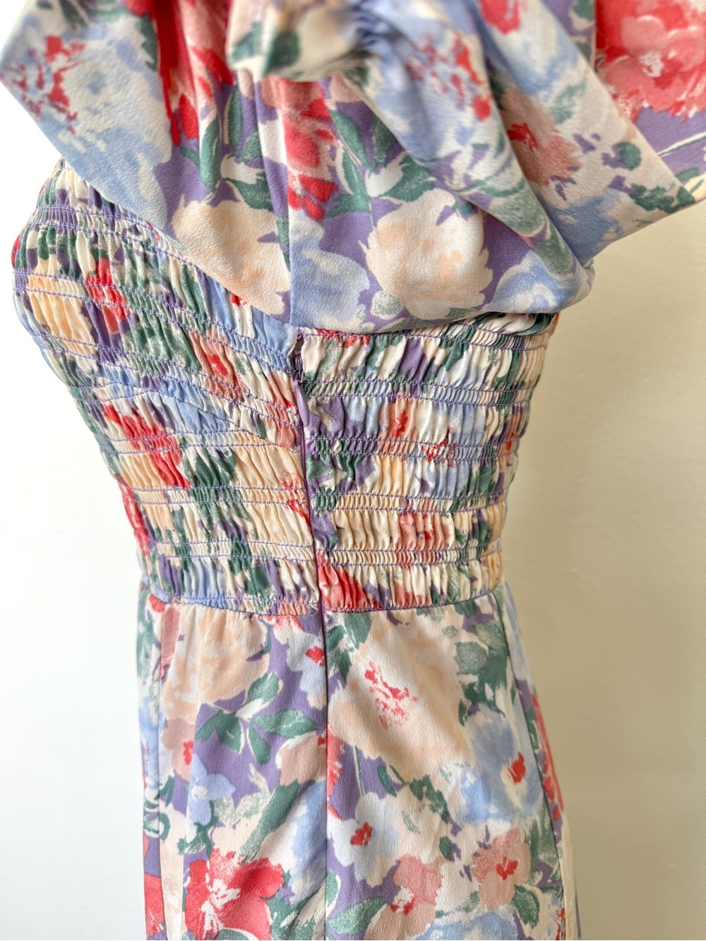 ASTR The Label Size Small Floral Smocked Puff Sleeve Midi Dress - Picture 7 of 12